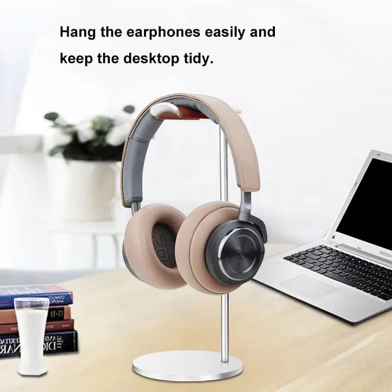 Supporto per Cuffie in Alluminio Curvo, Robusto Porta Cuffie da Gaming in Metallo con Base Solida per Esposizione su Tavolo o Scrivania