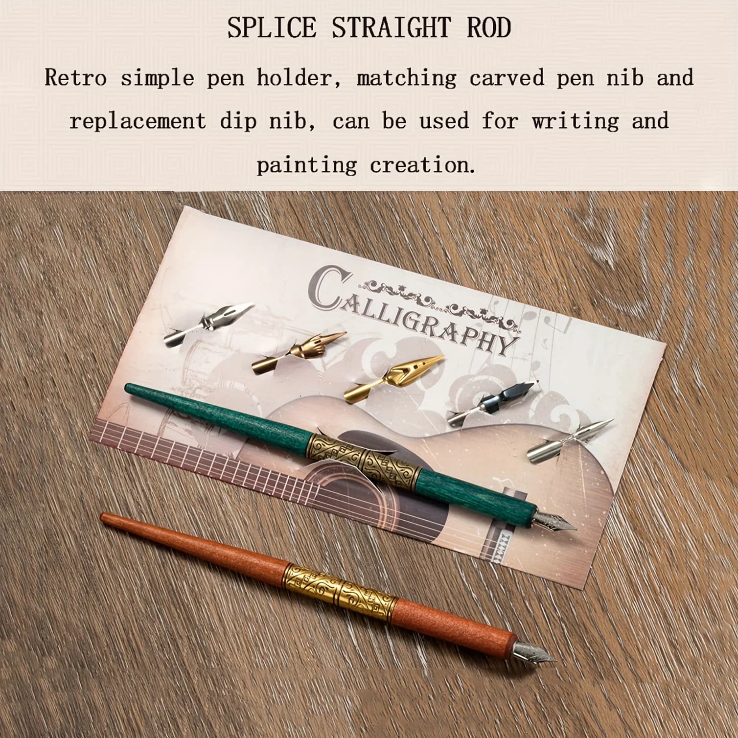 2 pezzi penna per immersione in vetro twist penna per scrittura in cristallo con manico in legno penna per calligrafia vintage penna per firma forniture per scrittura per arte Wri