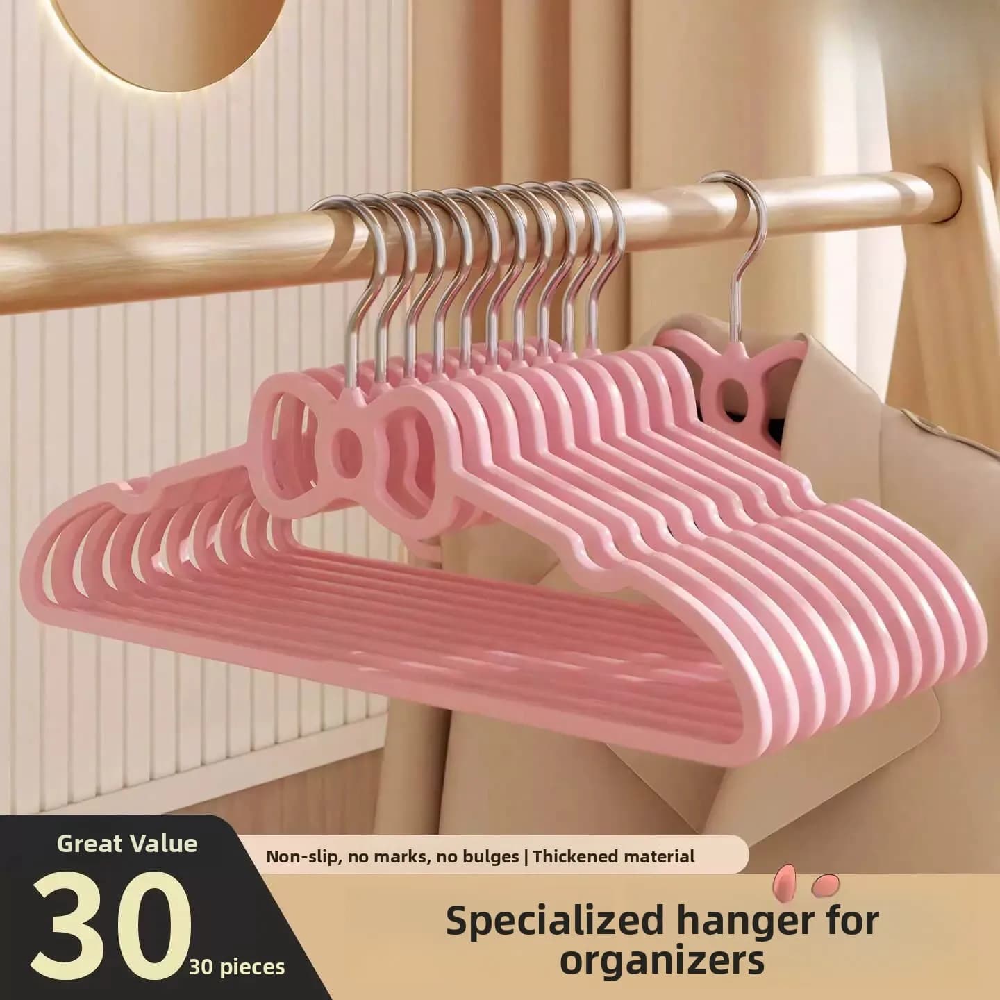 Japanese Style Heart Shaped Clothes Hanger Home Use Anti Slip No Trace Cute Knot Drying Clothes Hanger for Closet