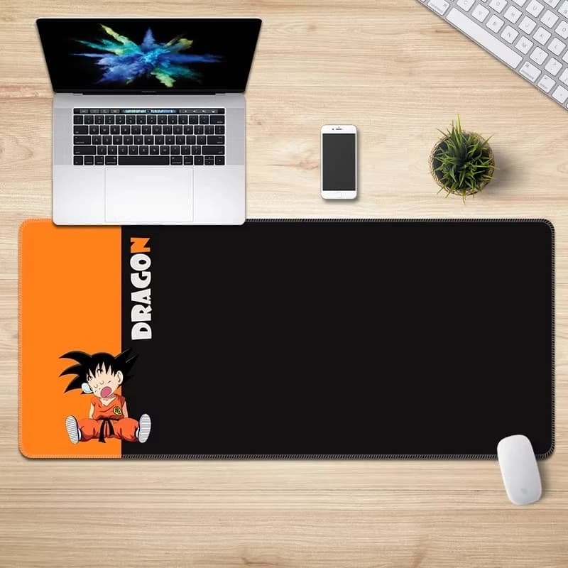 Tappetino per mouse in pelle anime per ragazzi, Dragon Ball, oversize, con bordo bloccato, tappetino da scrivania da gaming, cartone animato, extra lungo, con poggiapolsi, antiscivolo, per tastiera