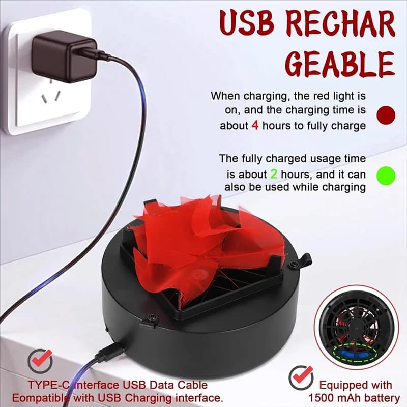 ABKP-USB Lampada da falò elettrica portatile ricaricabile 3D con fuoco falso, lampada a fiamma finta Luce a fiamma finta