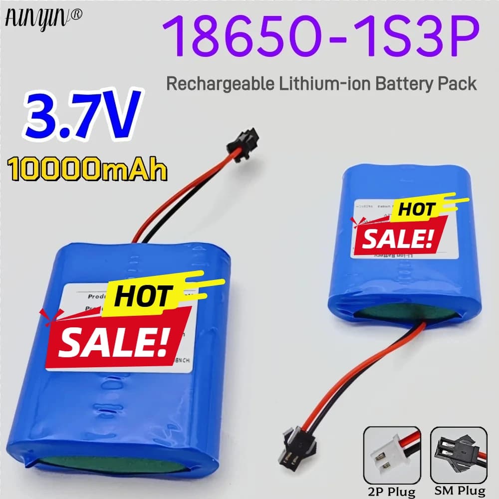 Batteria ricaricabile al litio 1S3P 18650 3.7V 10Ah per strumento elettrico a luce LED Attrezzatura di sicurezza giocattolo Altoparlante Bluetooth