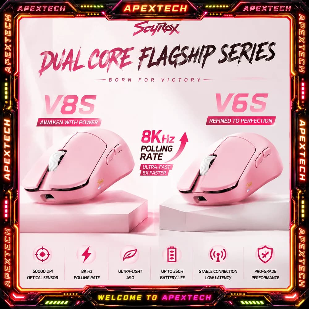 Scyrox V8s V6s Lightweight Wireless Mouse 36g/40g Dual 8K Polling PAW NEXT 1 Claw Grip Small Hands Esports Gaming Gift