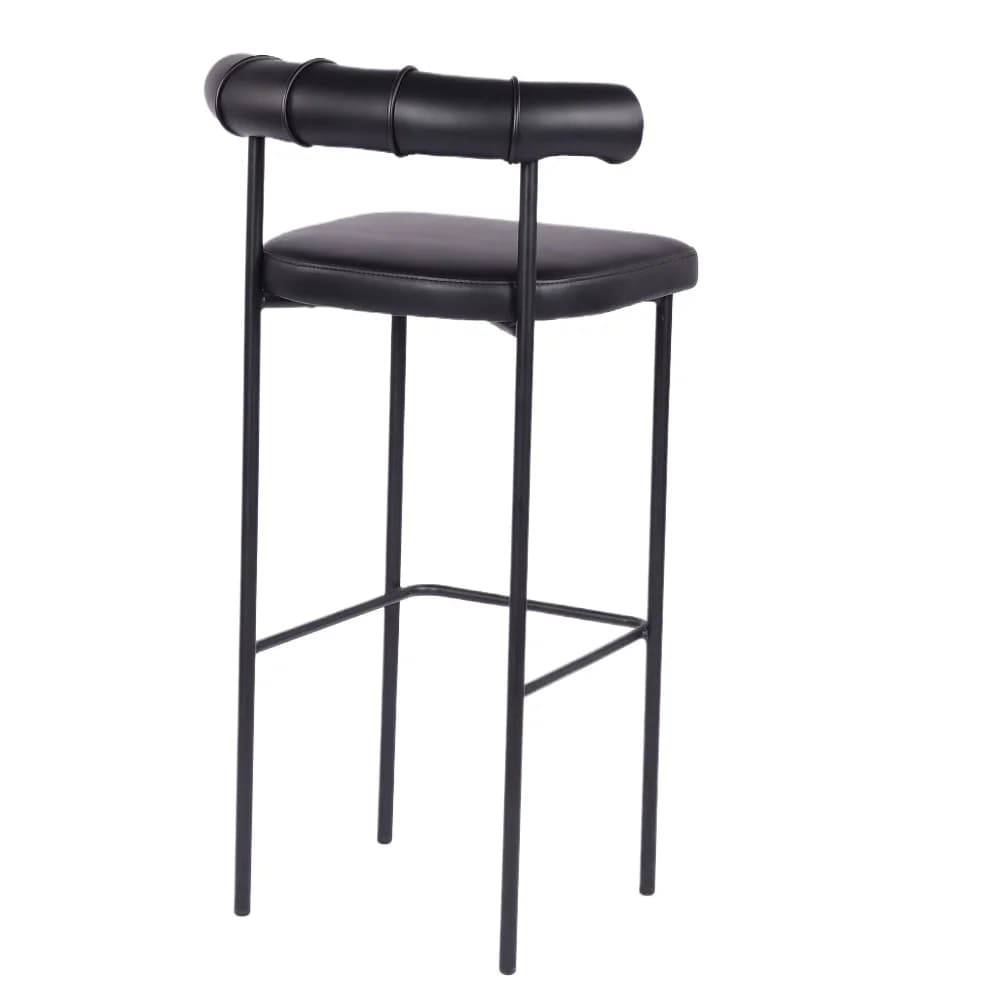 Chair with soft solid wood cushion, luxury bar chair with iron structure, high stool for hotel cafe