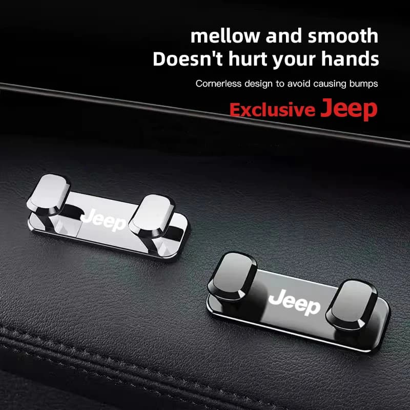 Car Double Hooks Organizer Alloy Hanging Storage Hook Auto Accessories For Jeep Wrangler JK Grand Cherokee Compass Renegade Glad