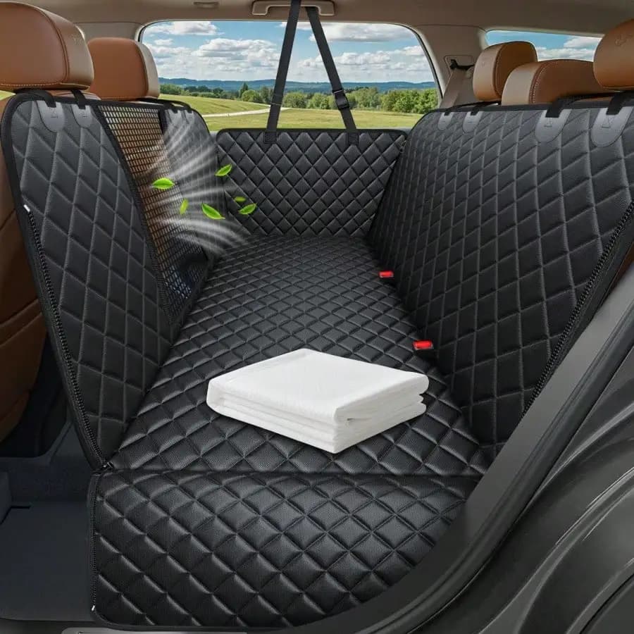 600D Heavy Duty Dog Car Hammock Seat Cover 100% Waterproof Scratch Resistant Non Slip Soft Durable Pet Back Seat Protector Universal Fit For Cars Trucks SUVs