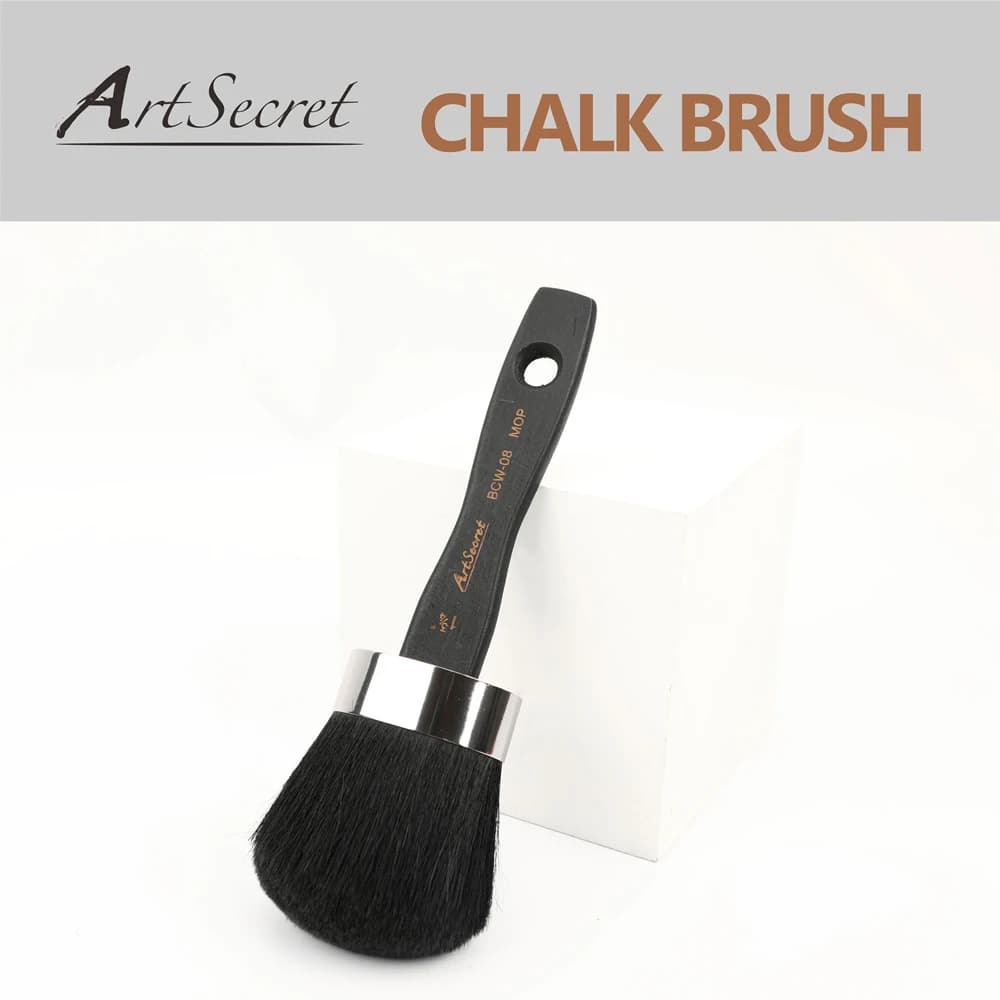 ArtSecret 1PC Paint & Chalk Brushes Natural Hog mix Goat Bristles Paint Brush for Home Decor DIY Painting Waxing Tool BCW-08