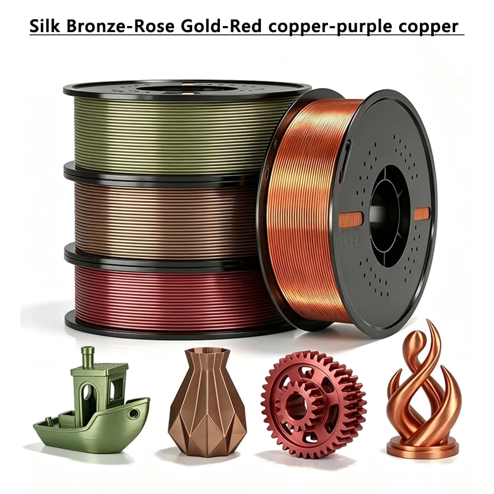 PLA Filament 1.75mm 3D Printer Filament PLA Silk Bronze, copper, Rose Gold, pla silk red copper 250gx4 vacuum packaging