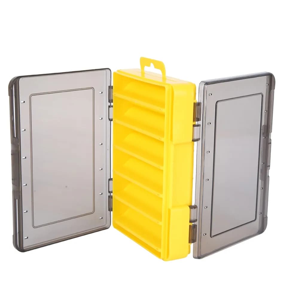 2PCS PP Lure Tackle Box 12 Slots V-Shaped Fishing Lure Box with Fast-Drying Drain Holes Double Sided Tackle Storage Case
