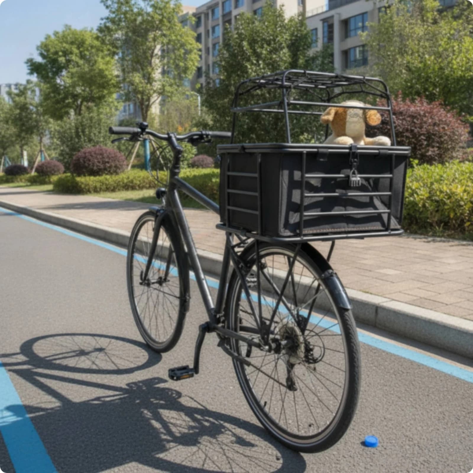 Pet Carrier with Mounting Bracket Snap-on Bike Pet Basket Dog Bike Basket Cylindrical Metal for Bike, Motorcycle