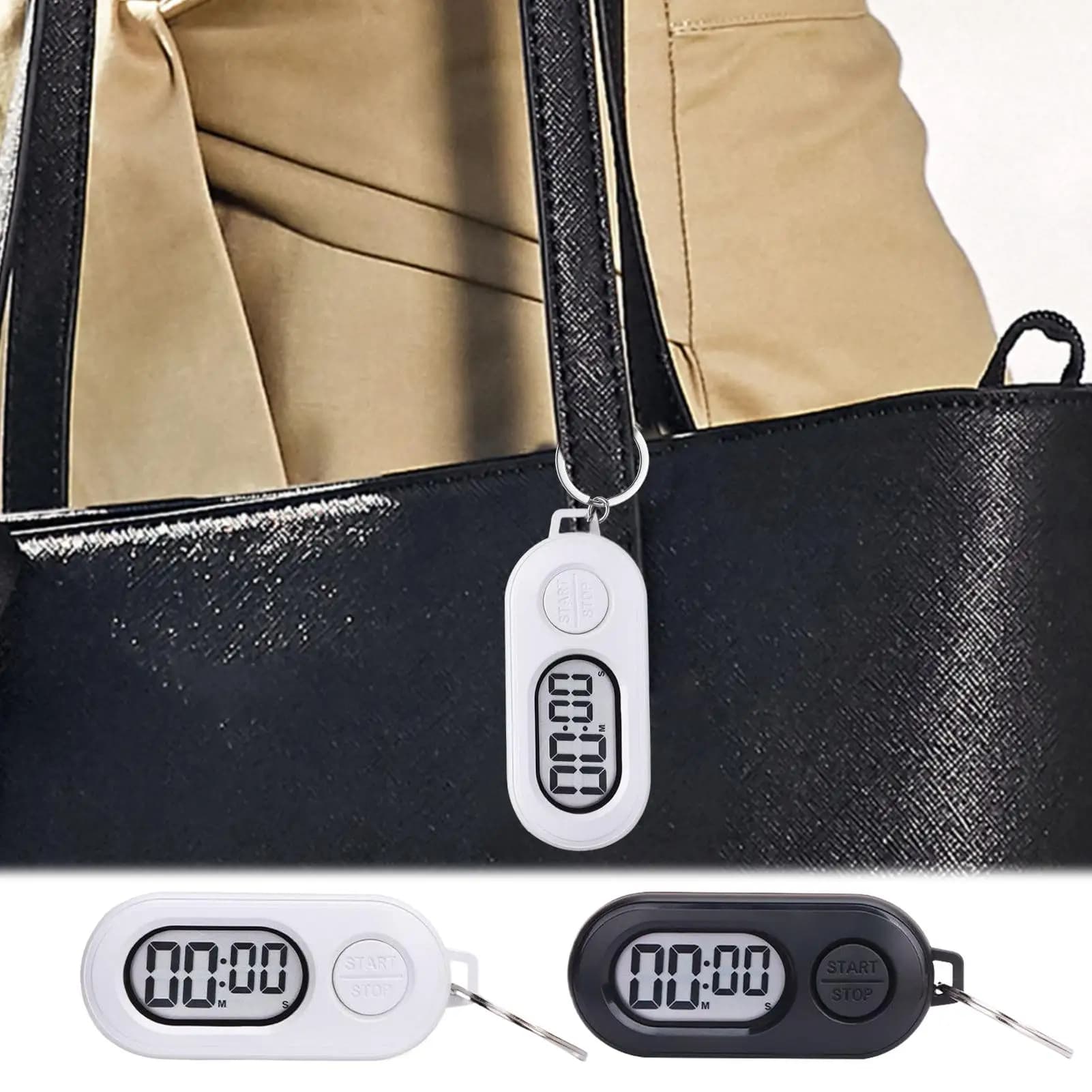 Timer portatile da esterno con contatore di tempo e cronometro, portachiavi a forma di ciondolo