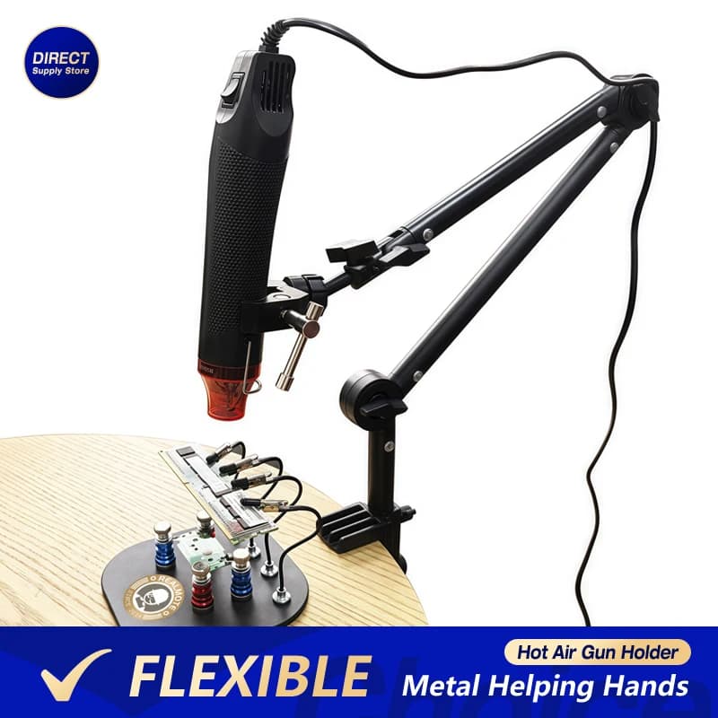 Universal Metal Helping Hand Soldering Stand PCB Holder with Flexible Adjustable Arms for Desoldering Hot Air Gun Electronic Rep