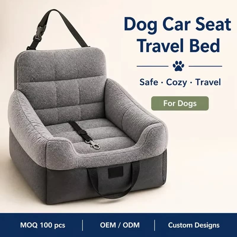 Foldable Dog Car Seat Booster for Small Pets Waterproof Washable Travel Bed with Safety Tether Portable Vehicle Carrier