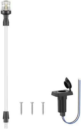 Luce LED Regolabile per Poppa e Ancora 12V 360° ° 3NM per Imbarcazioni - Argento