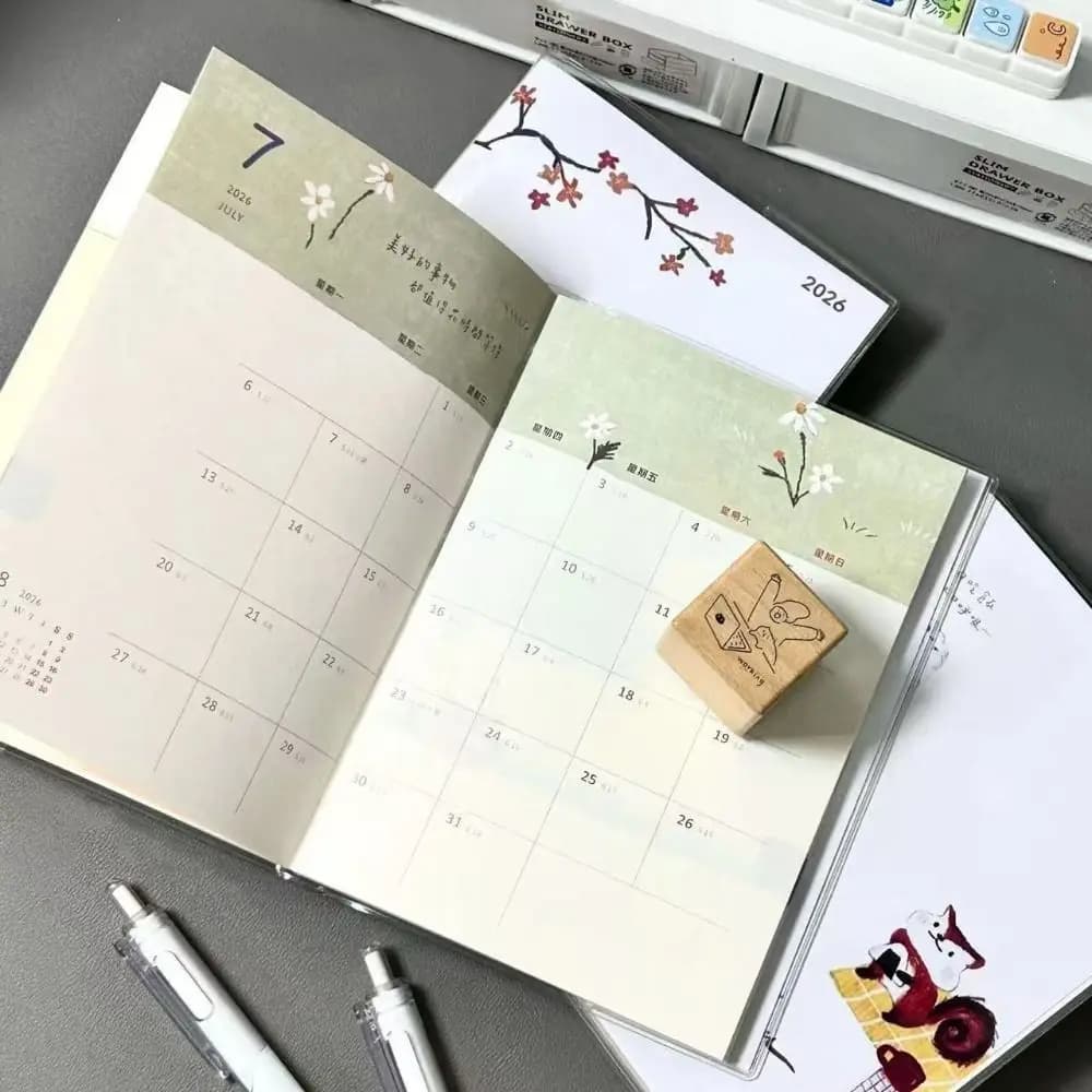 Illustrazione multifunzionale in stile disegnato a mano B6 Notebook Soft Shell Lista delle cose da fare Agenda giornaliera Blocco note Ufficio scolastico