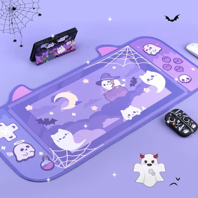 Fantasma grande tappetino per mouse in carino tappetino da scrivania oversize tappetino per tastiera supporto da polso regalo per l'atmosfera natalizia di Halloween