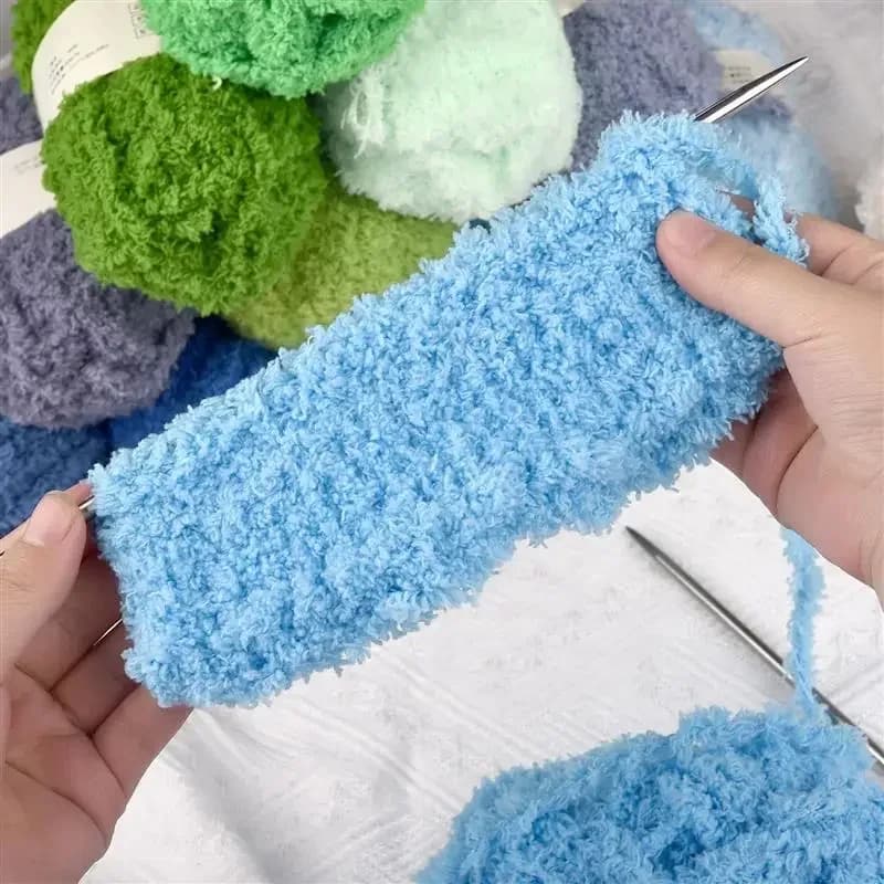50 g/rotolo soft coral cynille yarn soft velvet to knit crochet dolls made from turquoise scarf towel material for hand knitting