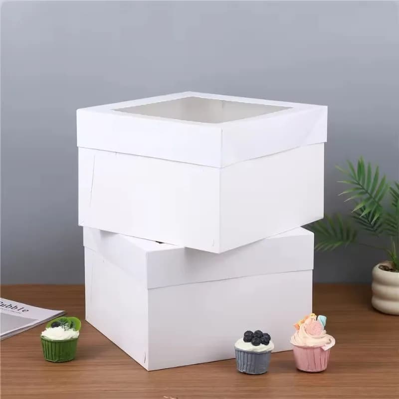 yes2/4/6PCS Disposable White Cake Boxes with Window Wedding Birthday Disposable White Cake Boxes Storage Shop Decorating Supplie