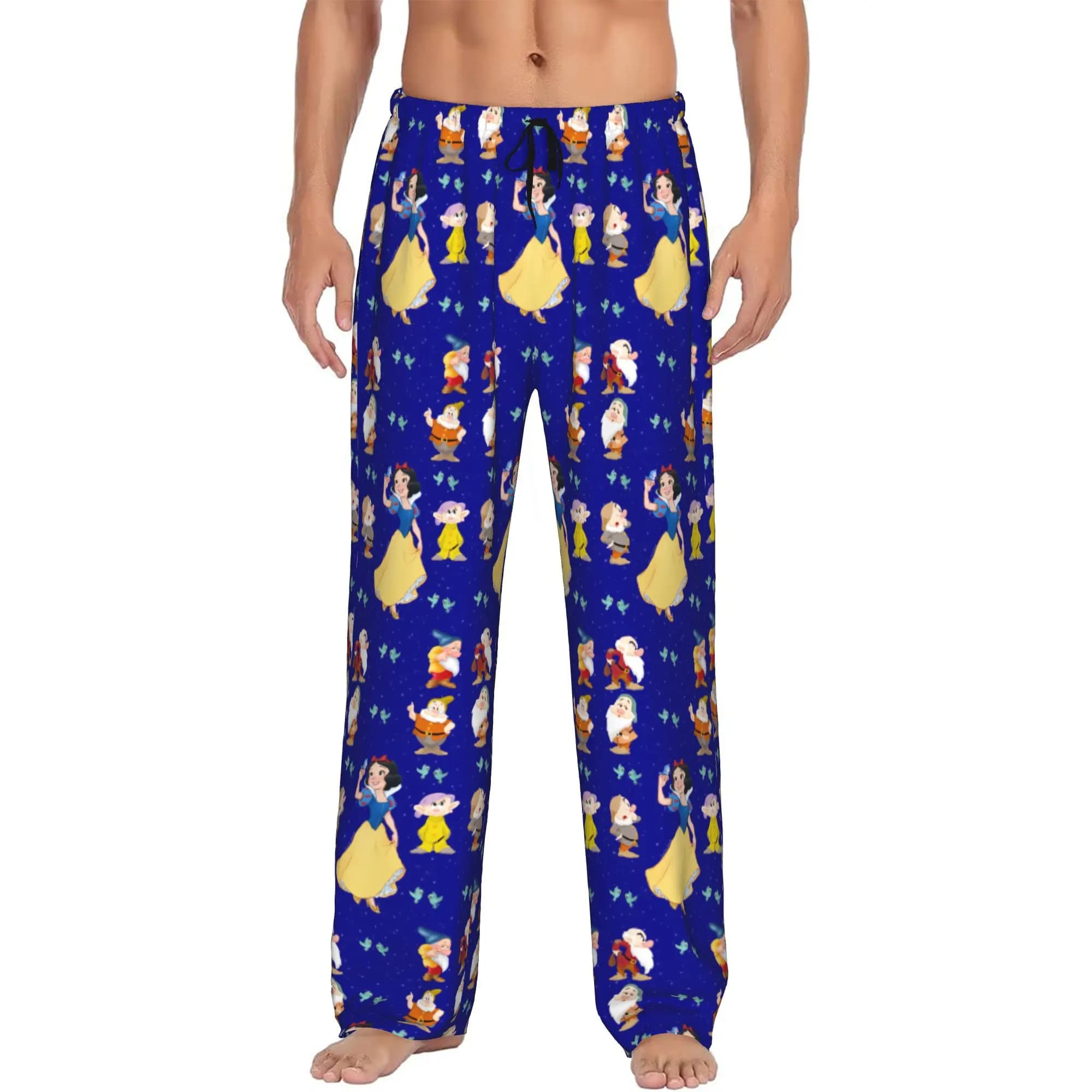 Custom Print Men Snow White And Anime The Seven Dwarfs Pajama Pants Sleepwear Sleep Lounge Bottoms with Pockets