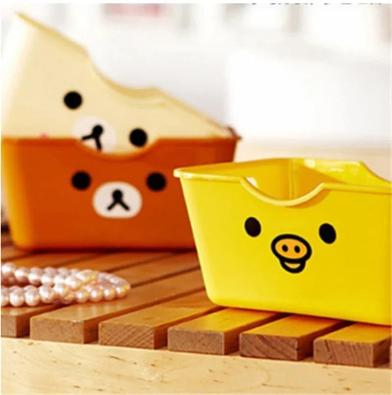Vendita 1 pz simpatico cartone animato orso rilassante scatola di immagazzinaggio di cosmetici in plastica cassetto vuoto scrivania Rack di stoccaggio Desktop scatola di immagazzinaggio per la cura della pelle