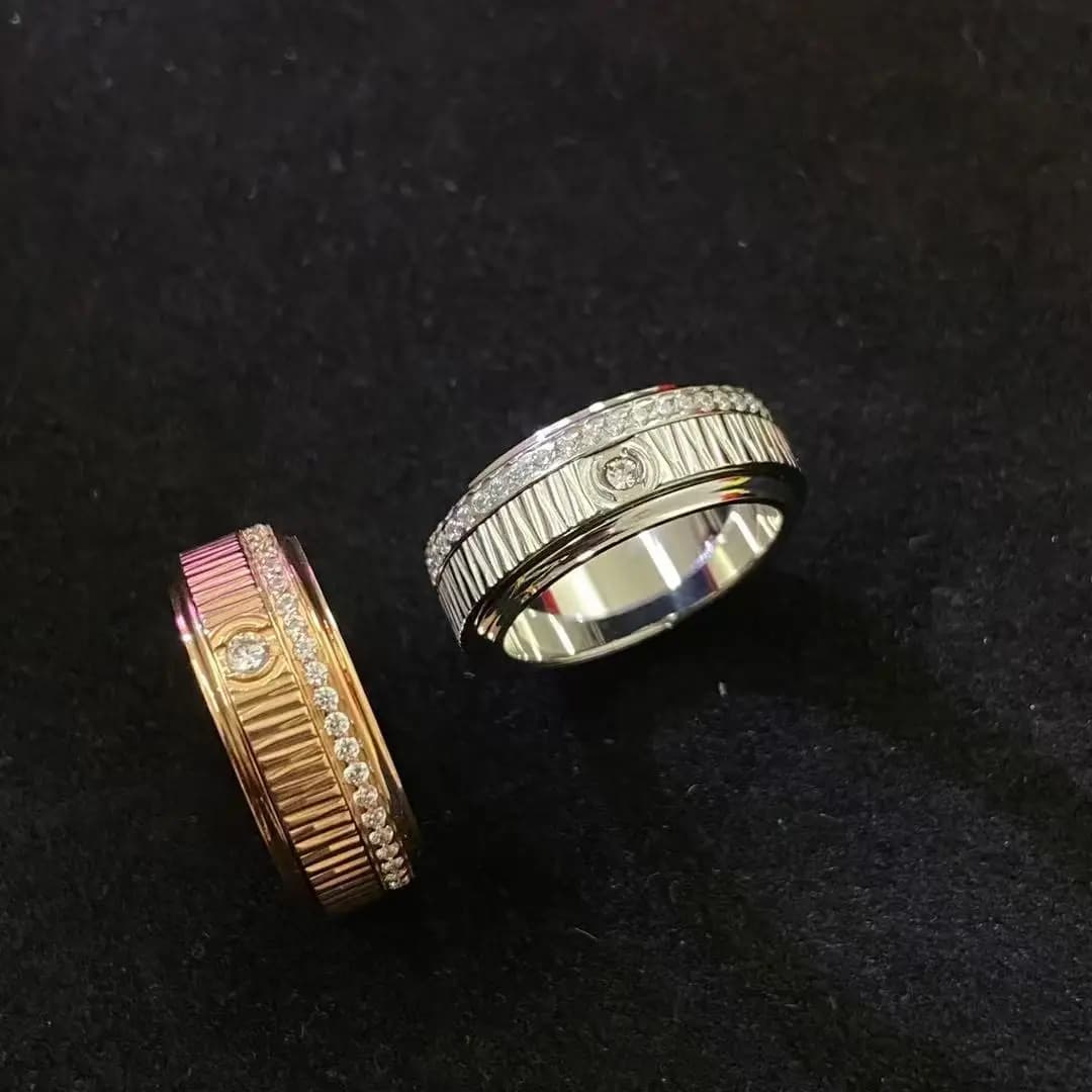 Anello Classico in Argento 925 da Donna, Regalo con Zirconi a Fila Singola, Gioiello Girevole Portafortuna alla Moda per Feste