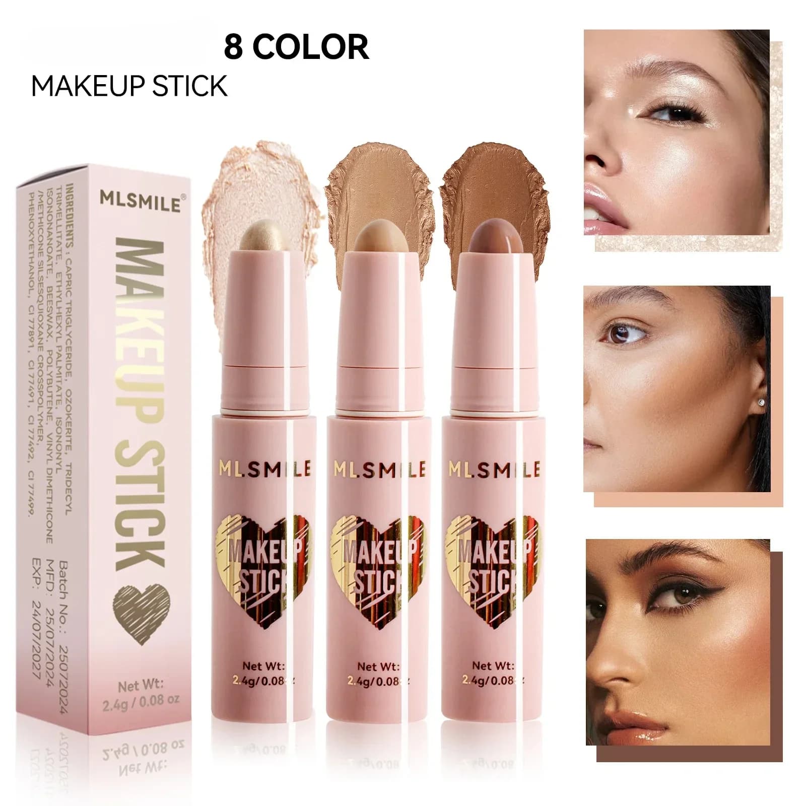 8 colori ad alta lucentezza perla contorno stick viso schiarente dormiente baco da seta penna tridimensionale contorno viso ombra