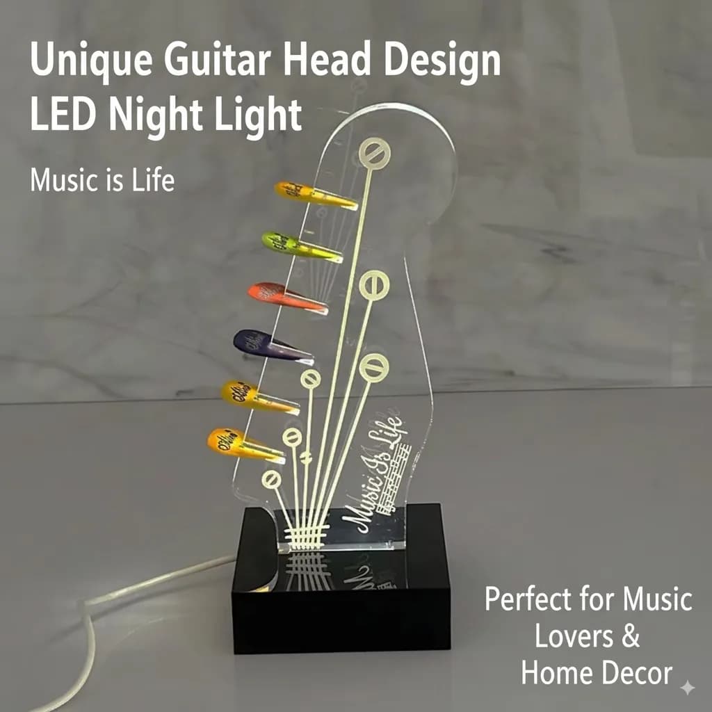 Supporto per plettro per chitarra illuminato in acrilico Supporto antipolvere per display creativo per plettri per musicisti, sala musicale, regalo da tavolo