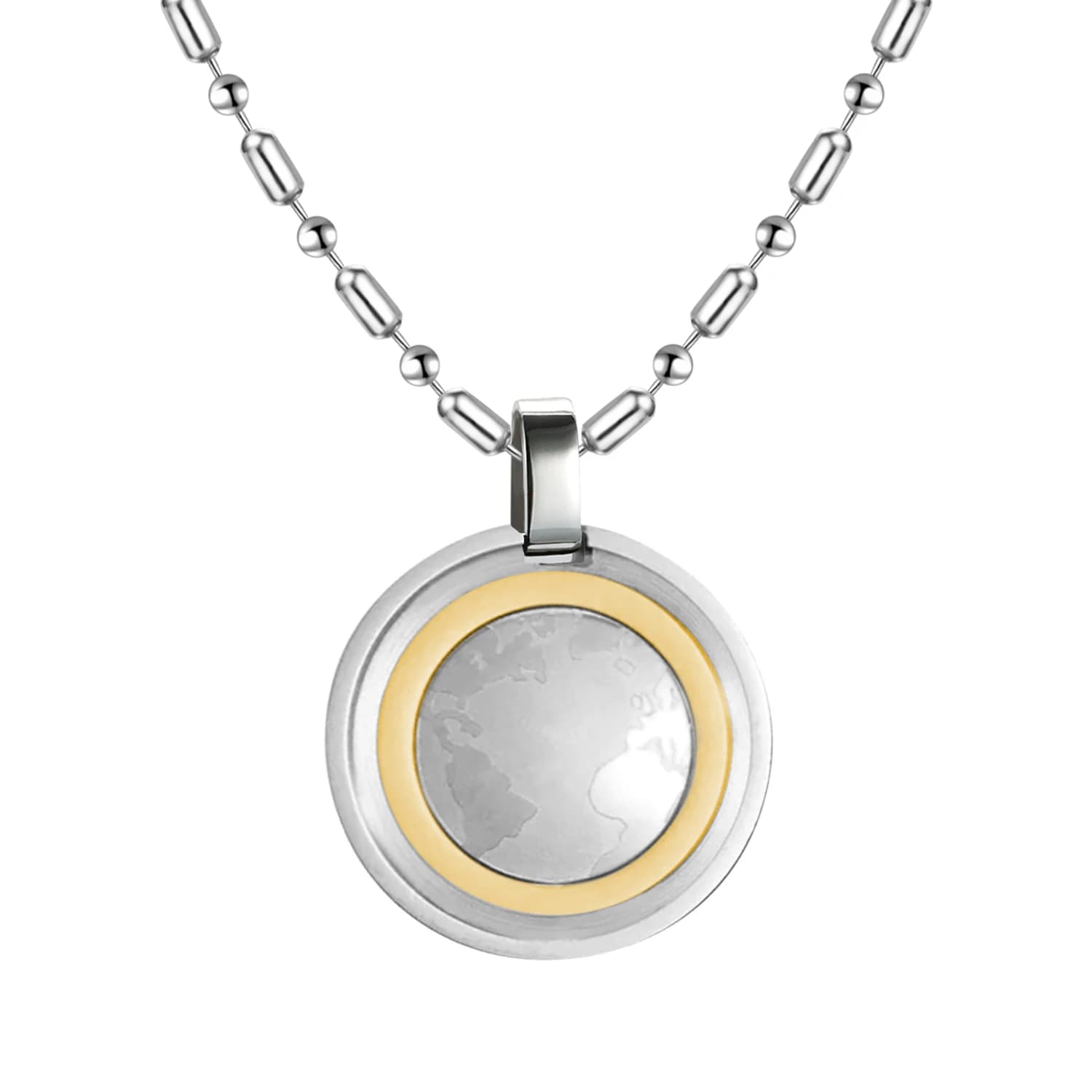 Collana in Acciaio Inossidabile con Ciondolo Curativo Rotondo per Uomo, con Charm in Pietra Vulcanica, Confezione Regalo