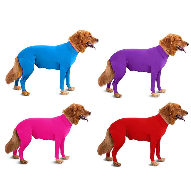Stretchy Full Body Dog Onesie Shedding Suit Anti-Licking Post-Surgery Recovery Calming Shirt Pet Pajamas
