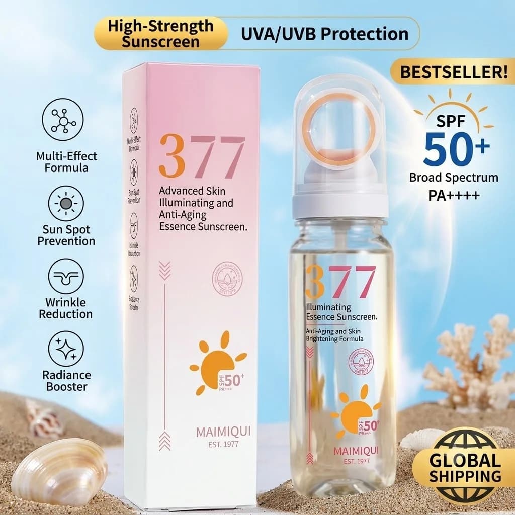 MAIMIQI 90g 377 Whitening Sunscreen Spray SPF 50+ Anti Wrinkle Waterproof Sweatproof Face Body Sunblock Isolation Mist 1Pc