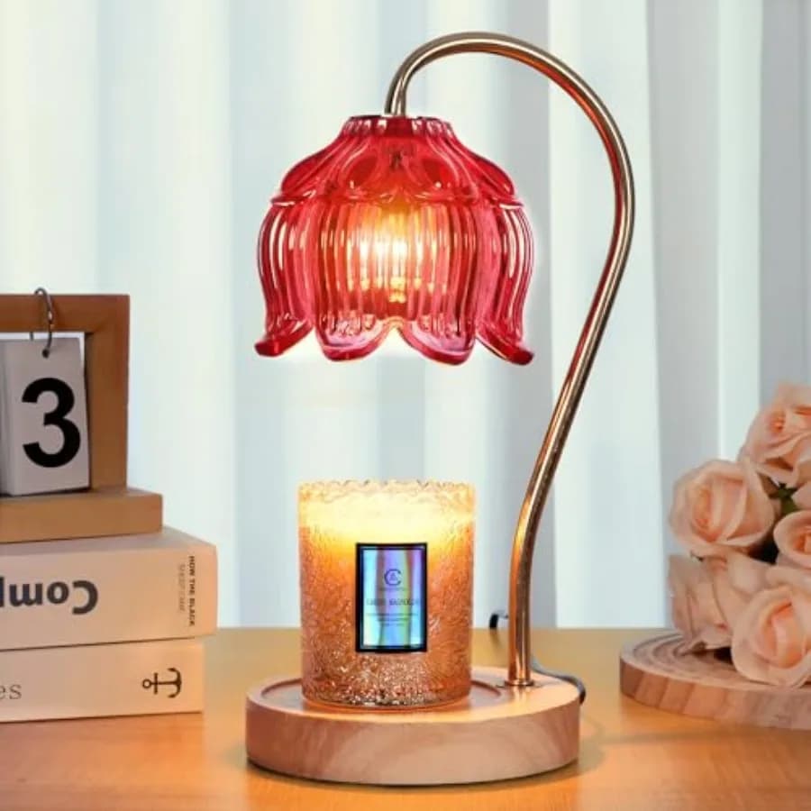 Lampada Scaldacandele a Forma di Fiore con Timer e Dimmer - Compatibile con Tutte le Candele Profumate in Barattolo - Regalo per San Valentino e Festa della Mamma per Donne