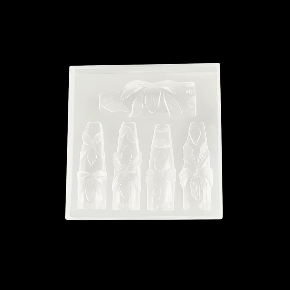 Creative Silicone 3D Flowers Nail Mold Transparent Hawaii Hibiscus Nail Art Carving Template DIY Nailart Mold Nail Tools