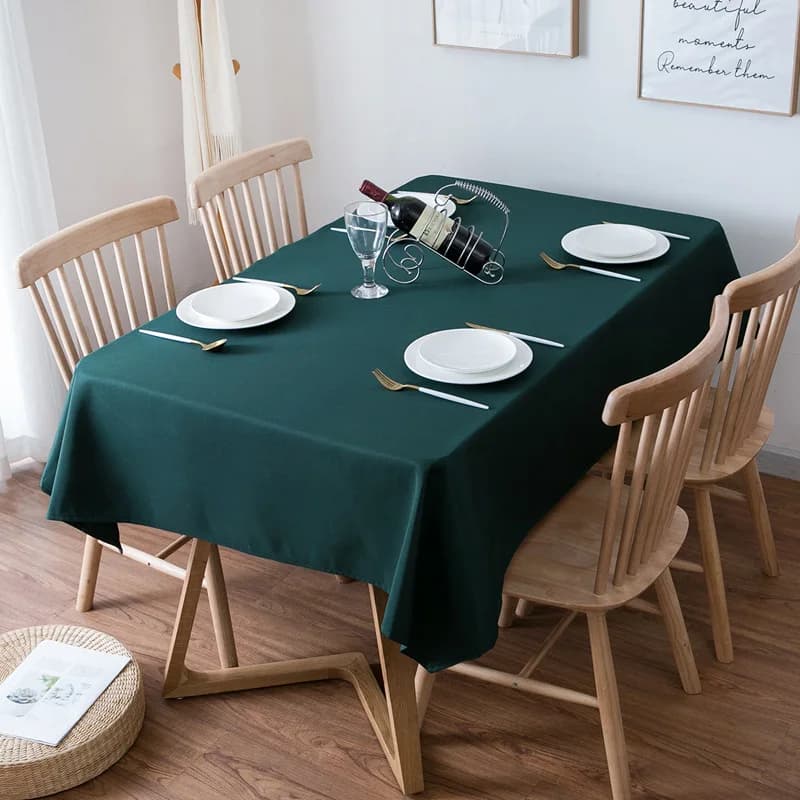 Tovaglia verde scuro per la casa, tovaglietta in poliestere solido, copertura per tavolino, panno da picnic all'aperto, tovaglia di grandi dimensioni per festa di nozze