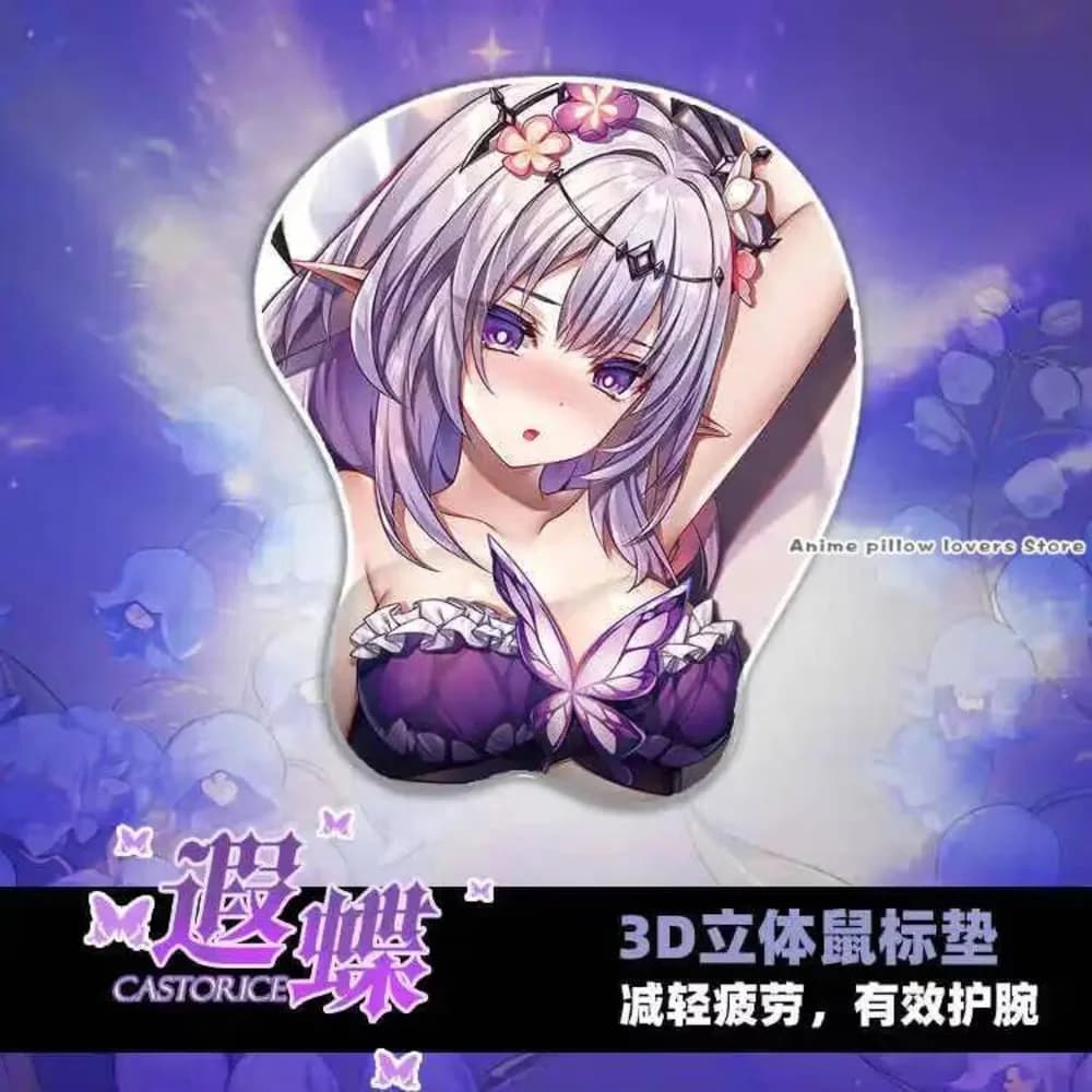 Tappetino per Mouse in Gel di Silice 3D Anime Castorice Honkai: Star Rail, Sexy Girl Cosplay, con Poggiapolsi, per Tastiera e Desktop, Regalo
