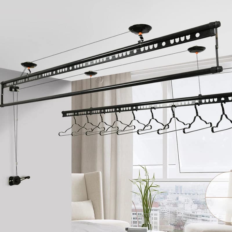 Balcony Outdoor Hand Clothes Rack Hangers Aluminium Alloy Lifting Ceiling Clothes Drying Rack