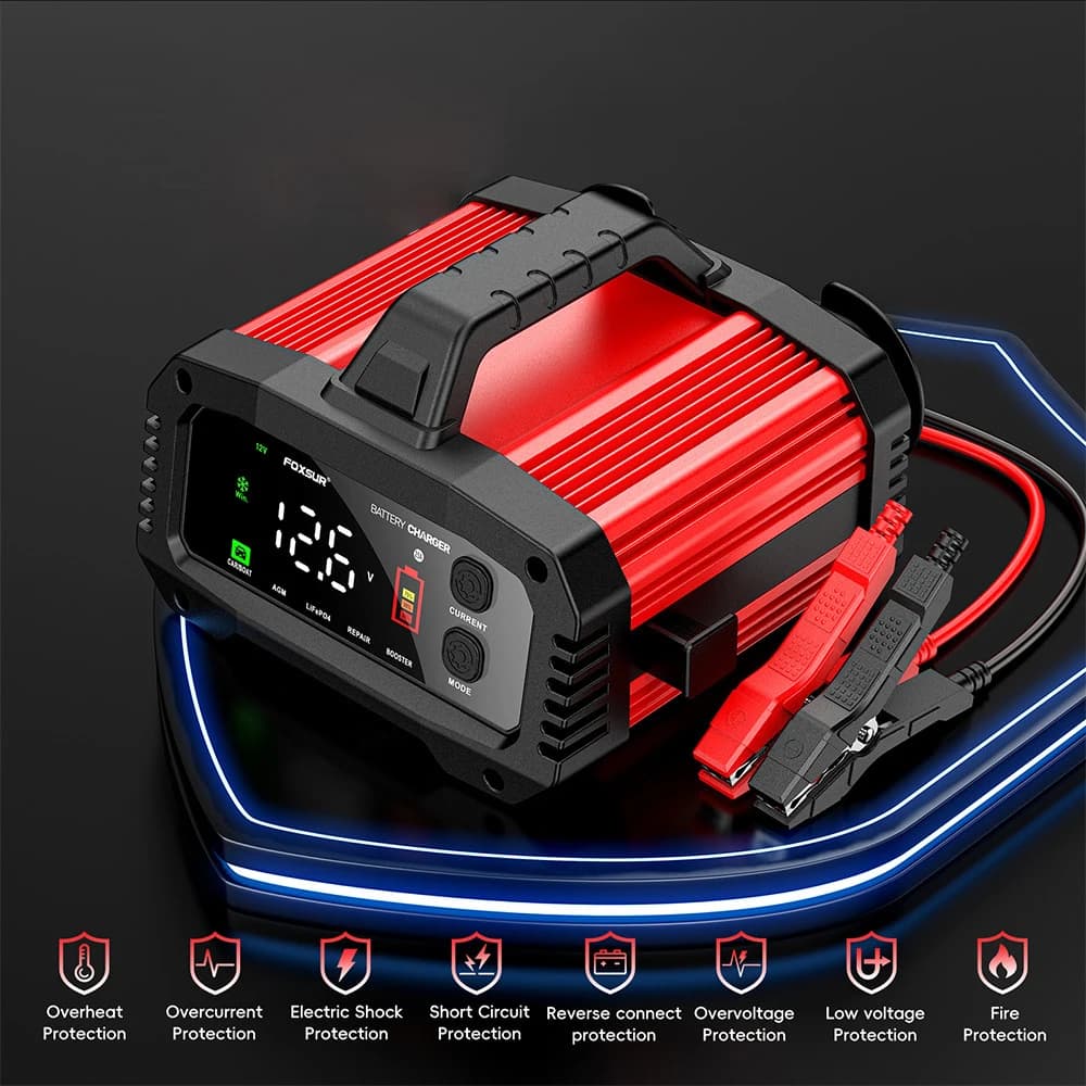 Caricabatteria per auto Moto Piombo AGM GEL LiFePo4 Batterie Auto Booster Pulse Repair Portatile Smart 25A/15A per 12V-24V