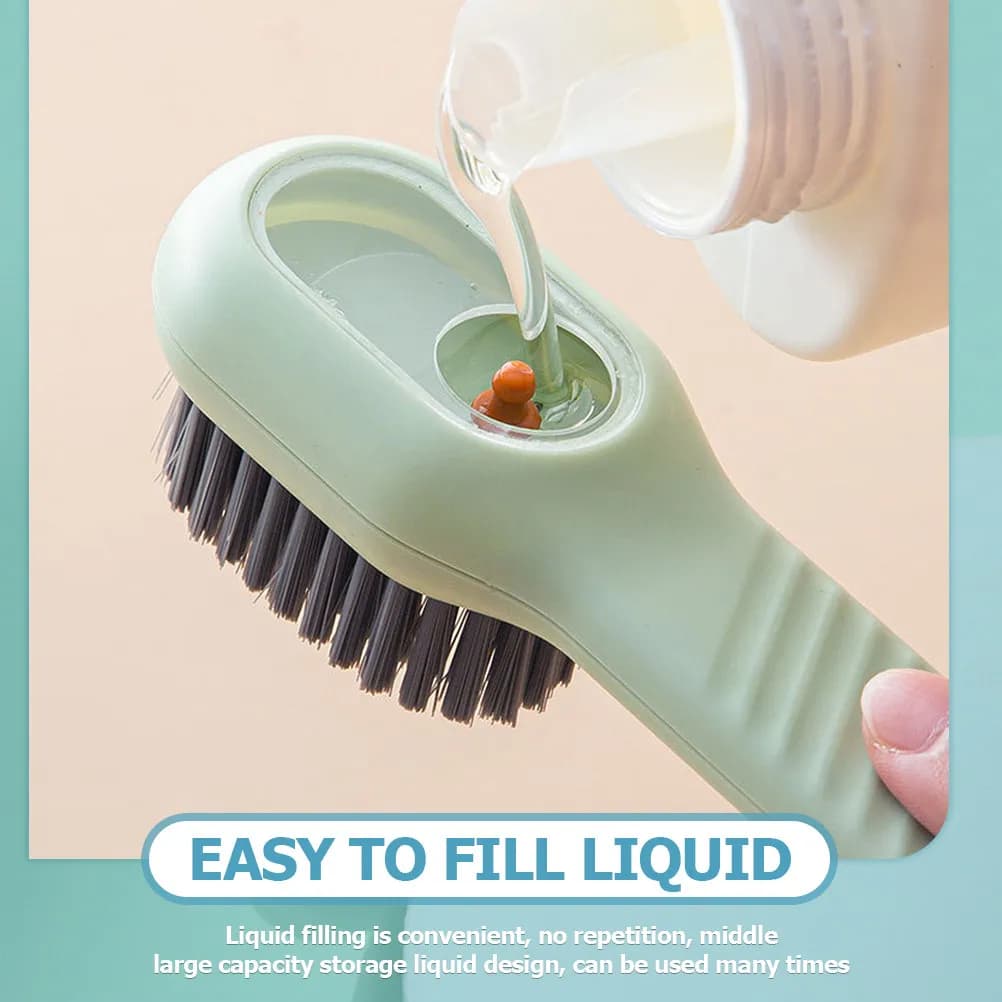 Set di 2 Spazzole Portatili per Pulizia Scarpe con Dispenser di Sapone, Manico Ergonomico e Cinturino per Appendere, per Sneakers e Uso Quotidiano