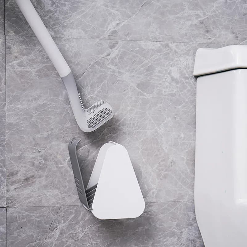Golf Long Handled Silicone Toilet Brushes With Holder Set No Dead Corner Toilet Cleaning Brush Bathroom Cleaning Accessories
