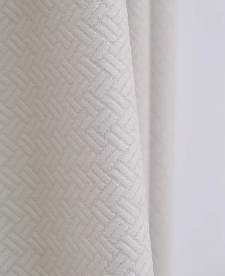 Customized Cream White Woven Irregular Jacquard Thickened Curtains For Living Room Bedroom French Window Finished Products