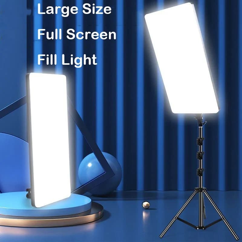 Grande luce video a LED per fotografia, pannello dimmerabile per selfie, studio fotografico di illuminazione, streaming live, lampada di riempimento, supporto per treppiede, 24",