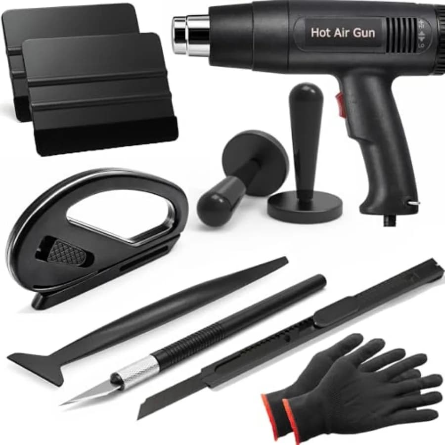 Kit per Wrapping Auto Spanno con Pistola Termica, Squeegees, Taglierina per Vinile e Supporto Magnetico
