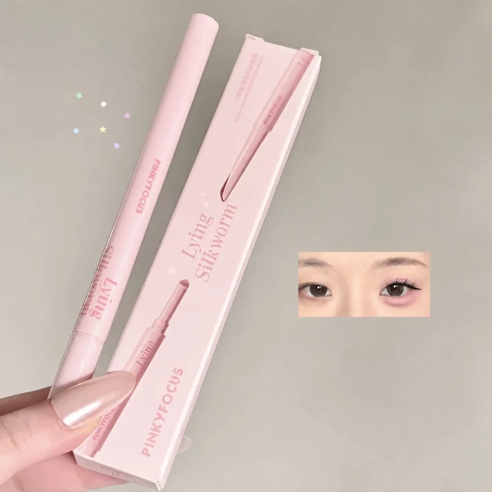 Double Ended Under-eye Highlighter Pen 2 in 1 Brighten Silkworm Eyeliner Pen Slim Soft Tip Waterproof Eye Liner Makeup Stick