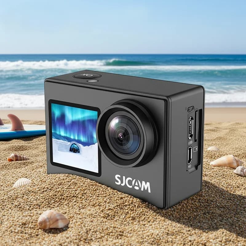 Telecamera Sportiva a Doppio Schermo SJ4000-SJCAM 4K Dash Cam Ultra HD 170° ° Telecamera Wi-Fi Impermeabile con Grandangolo e Rilevamento di Movimento