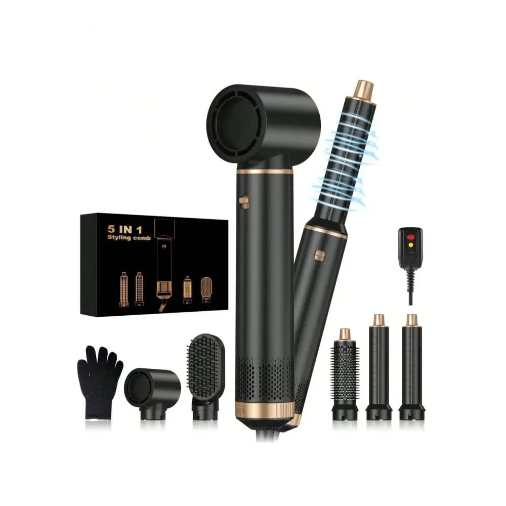 Asciugacapelli 5 in 1 con Aria Calda di UKLISS, Struttura Staccabile, Effetto Ionico, Finitura Voluminosa, Per Capelli Bagnati o Asciutti, Regalo per Mamme