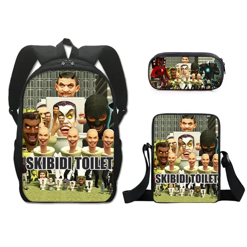 Classic Popular skibidi toilet 3D Print 3pcs/Set pupil School Bags Laptop Daypack Backpack Inclined shoulder bag Pencil Case