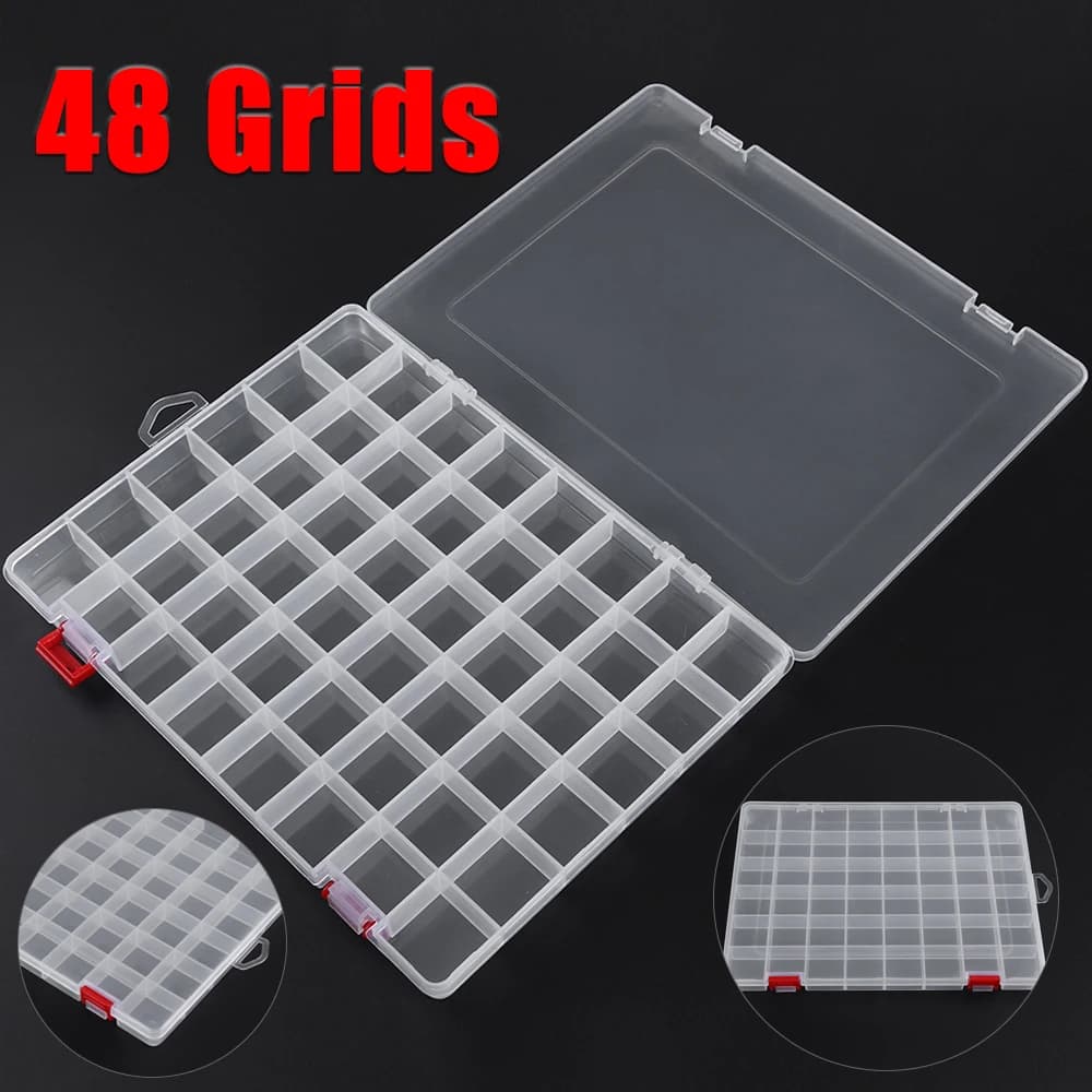 5/48 Grid Compartment Plastic Storage Box Jewelry Earring Box Bead Screw Container Home Storage Case Display Organizer Container