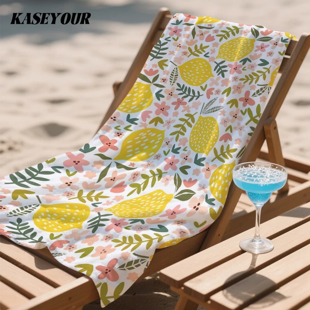 Lemon Blossom Oversized Microfiber Beach Towel Sand Proof Quick Dry, Absorbent for Swimming Pool Travel Camping