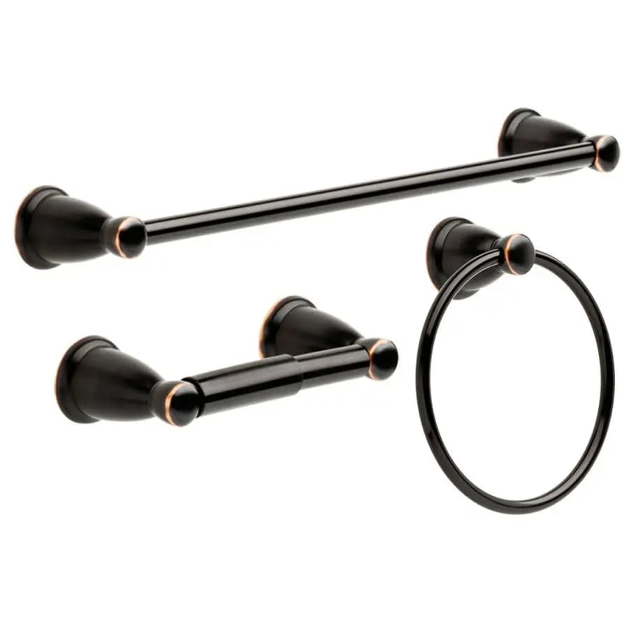 Kinla Set da bagno da 3 pezzi in bronzo lucidato a olio 24 portasciugamani, porta carta igienica, hardware ad anello KIN3PCORB