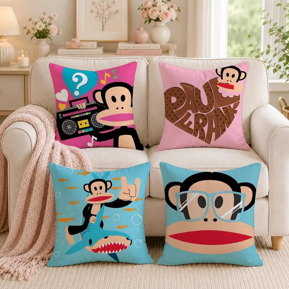 Fashion Brand P-Paul FrankS Cushion Cover Double-Sided Printed Pillow Cover Hypoallergenic Dust-Mite Proof
