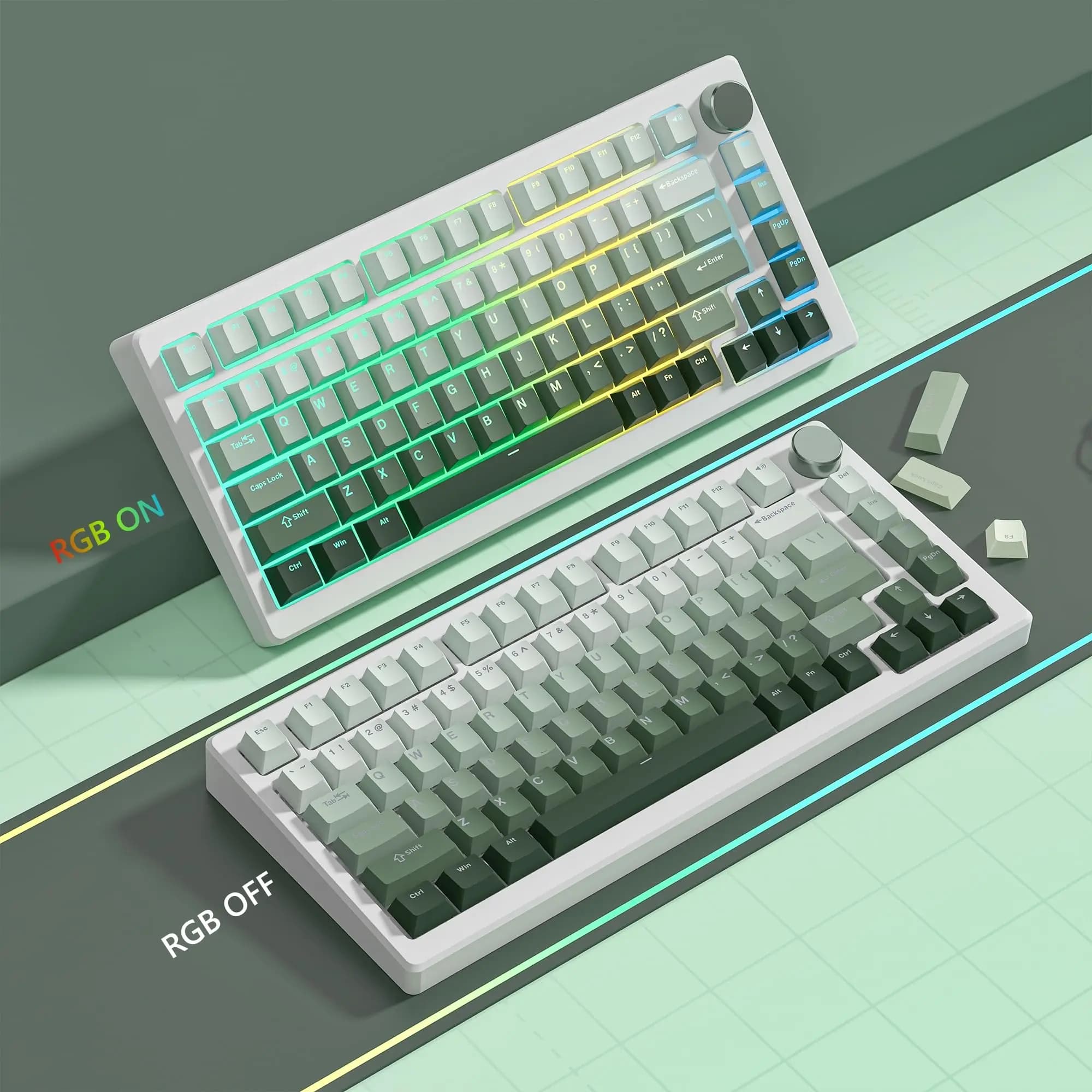 133+ tasti con gradiente verde PBT, stampa superiore a doppio strato, retroilluminati, per tastiera meccanica da gaming Gateron Cherry MX